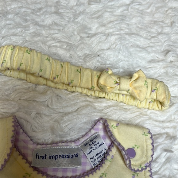 First Impressions Yellow And Purple Headband And Onesie Set - Picture 6 of 8